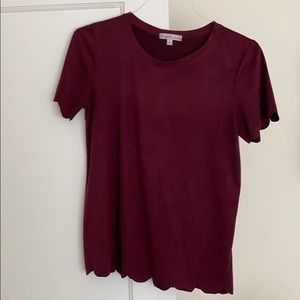 Burgundy velvet t-shirt